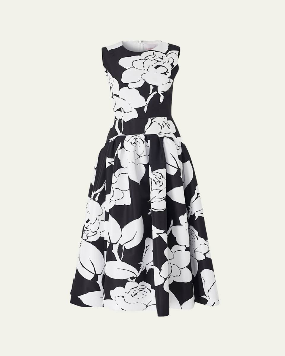 Floral-Print Sleeveless Drop-Waist Midi Dress